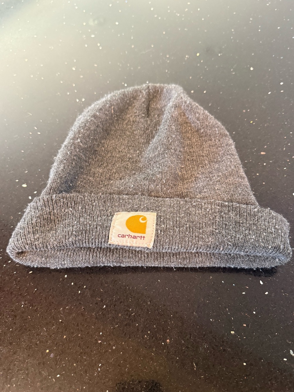 Carhartt Gray Knit Cuffed Beanie with Logo Patch